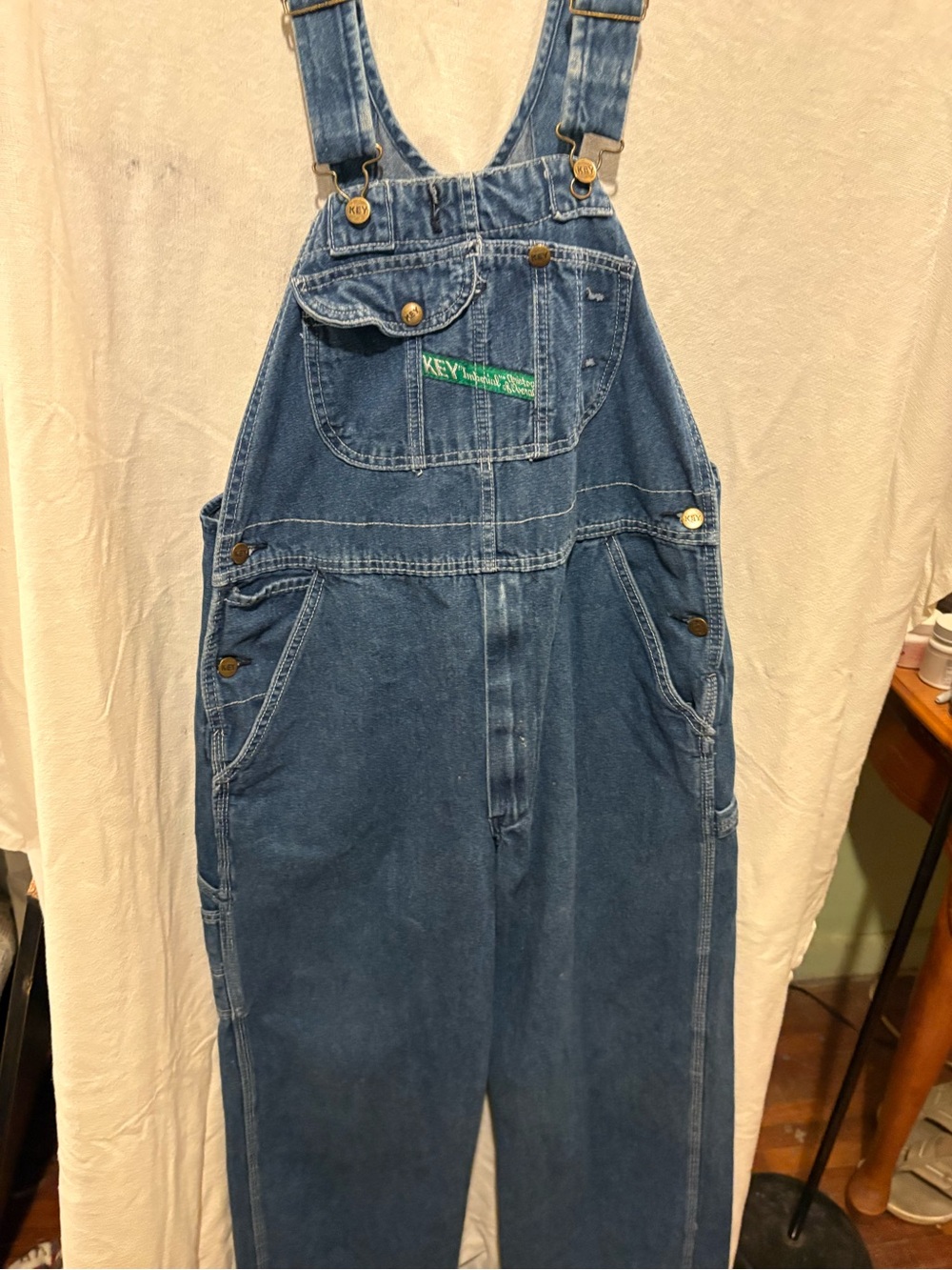 KEY Denim Blue Men's Classic Carpenter Overalls
